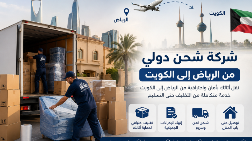 شركة شحن دولي من الرياض إلى الكويت : كيف تنقل عفشك بدون ما تتحول الرحلة إلى صداع؟